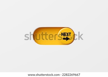 Next level or step in business or education concept. On and off toggle switch button with the word next. 3D render. Royalty-Free Stock Photo #2282269667