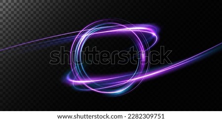Magic fantasy portal. Round light frame, Futuristic teleport. light effect. Blue, purple, neon lights illuminate the night scene with sparks on a transparent background. Light effect of an empty podiu Royalty-Free Stock Photo #2282309751