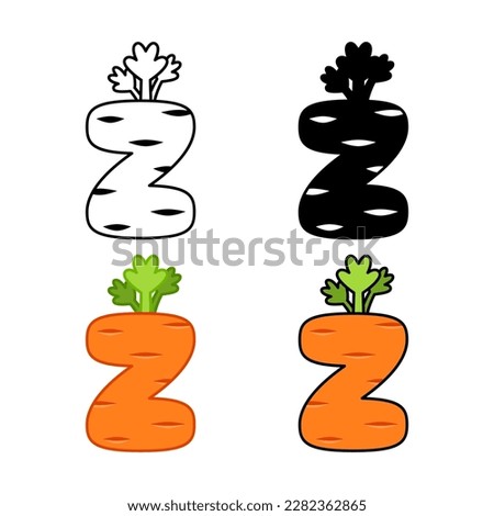 Alphabet Z in flat style isolated