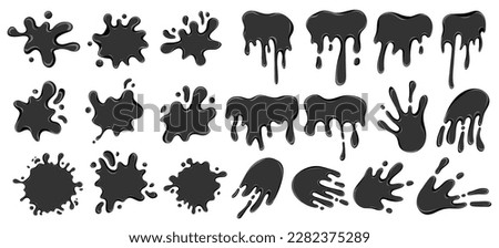 Black paint blots collection. Cartoon paint splatters and ink splashes. Decorative element for your design. Vector illustration Royalty-Free Stock Photo #2282375289