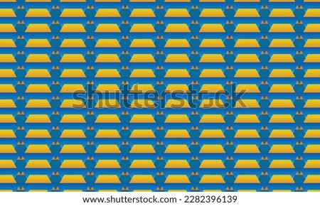 Geometrical pattern design in blue and orange background for carpet or rugs texture.