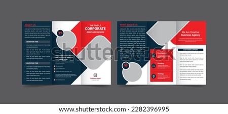 Tri fold brochure design with circle, corporate business template for tri fold flyer. Brochure design, brochure template, Business booklet, catalog, magazine, magnetic, design Royalty-Free Stock Photo #2282396995