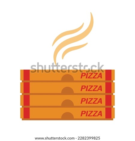 hot pizza boxes stack flat vector icon illustration logo clipart