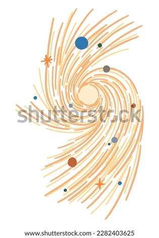 Cosmic space object doodle. Cartoon drawing of galactic. Astronomy science abstract clipart. Hand drawn vector illustration isolated on white..