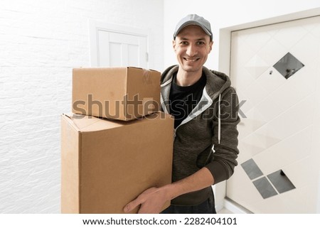 Delivery Concept. Portrait of Handsome Pizza delivery man