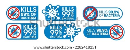 Kills 99.9% bacteria, germs and viruses . Antibacterial and antiviral defence, protection infection. Vector Illustration Royalty-Free Stock Photo #2282418251