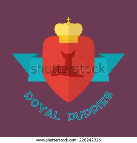 Royal Toy Terrier dog badge. Vector flat design