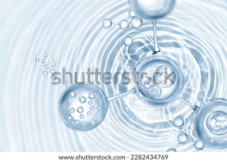 molecule and bubble serum on water background Royalty-Free Stock Photo #2282434769