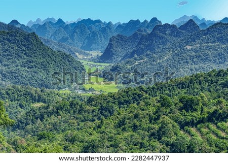 Northern Vietnam, beautiful view over a landscape near Cao Bang Royalty-Free Stock Photo #2282447937