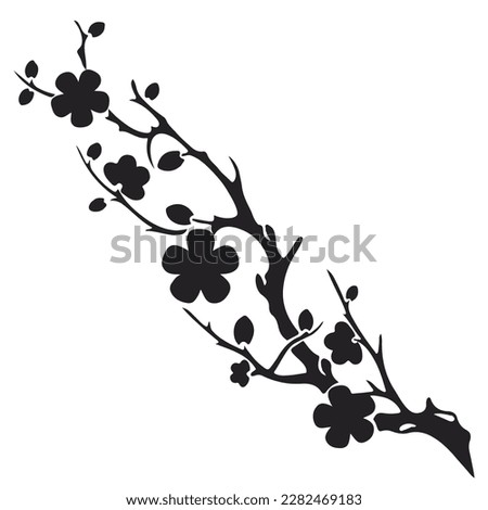 flower branch printable cuttable vector illustration for stickers and decal