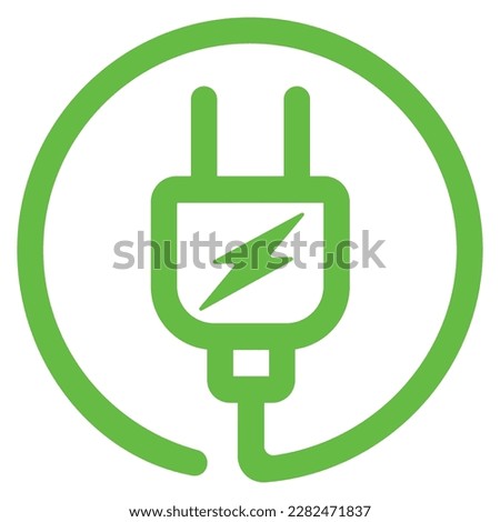 Electric car with E plug green icon symbol, Hybrid vehicles charging point logotype, Eco friendly vehicle concept, Vector illustration Royalty-Free Stock Photo #2282471837