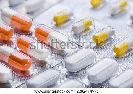 a lot of medical pills for colds and viruses Royalty-Free Stock Photo #2282474993
