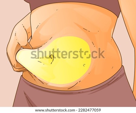 A woman's body with problem areas. Belly fat. Medical infographic. Healthcare illustration. Vector illustration.  Royalty-Free Stock Photo #2282477059
