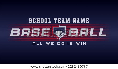 Baseball team design isolated on dark blue black background. School spirit shirts sport fan emblem. For print or cut (Cricut, Silhouette). 
 