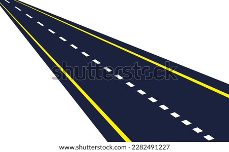 ROAD or Highway Road - VECTOR ILLUSTRATION, Straight ROAD CLIP ART DESIGN, ROAD SIGN, 2 LANE HIGHWAY ISOLATED
