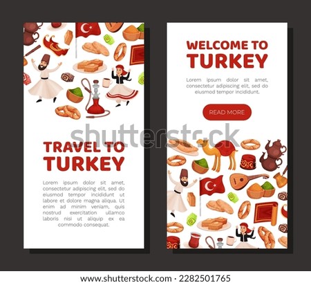 Turkey Travel Banner Design with Authentic Symbols Vector Template