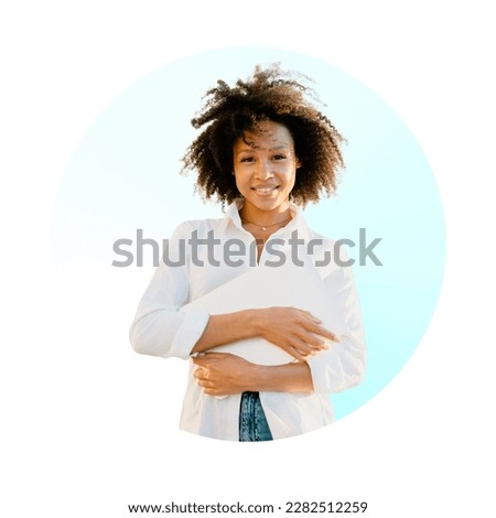 Cheerful woman in a white shirt Uses a tablet office student smiling isolated white background.p