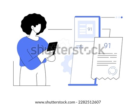 Electronic queuing system abstract concept vector illustration. Queue management software, queuing electronic system, ticket generator, line call solution, waiting for number abstract metaphor. Royalty-Free Stock Photo #2282512607