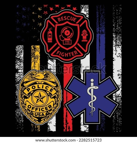 I Support First Responders T-Shirt Police Firefighter Military Shirt Royalty-Free Stock Photo #2282515723