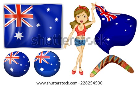 Australian theme with flag and objects