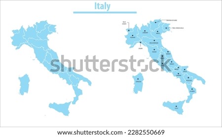 italy map illustration vector detailed italy map with regions	 Royalty-Free Stock Photo #2282550669
