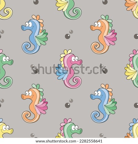 sea horse pattern in light grey background