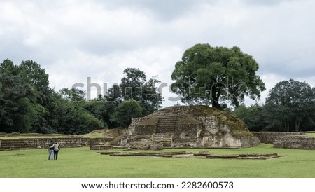 View of Iximche, a Pre-Columbian Mesoamerican archaeological site in the western highlands of Guatemala and the capital of the Late Postclassic Kaqchikel Maya kingdom (1470 – 1524)  Royalty-Free Stock Photo #2282600573