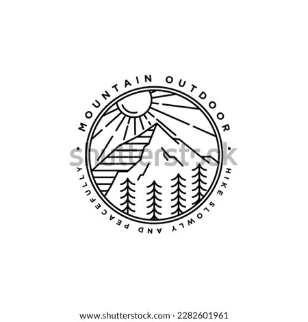 mountain and mono line logo icon  and vector  