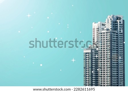 City scene and cityscape blue pattern on color background