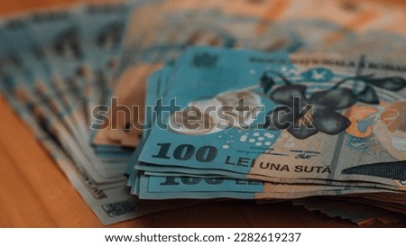 Romanian LEI Currency Banknote. RON Money European Currency Royalty-Free Stock Photo #2282619237