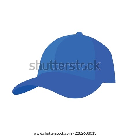 Blue baseball cap flat vector icon illustration logo clipart