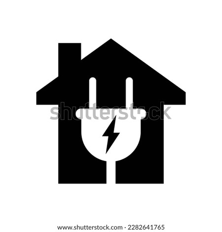 House electricity icon design. Electricity repair and maintenance services, house and plug, electric safety, isolated on white background Royalty-Free Stock Photo #2282641765