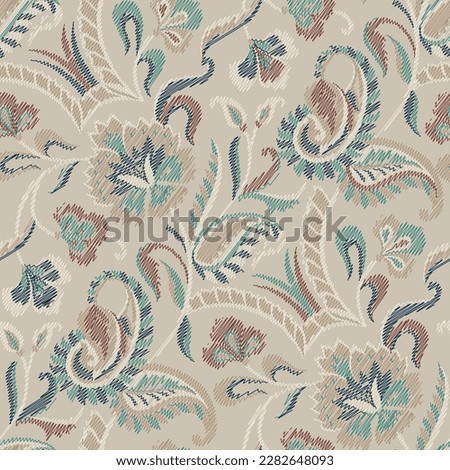 seamless ikat paisley pattern on textures background