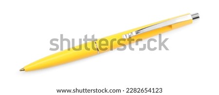 New stylish yellow pen isolated on white Royalty-Free Stock Photo #2282654123