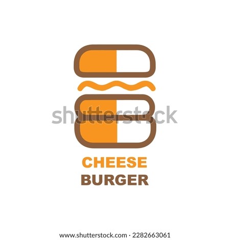Simple minimal line cheeseburger logo design