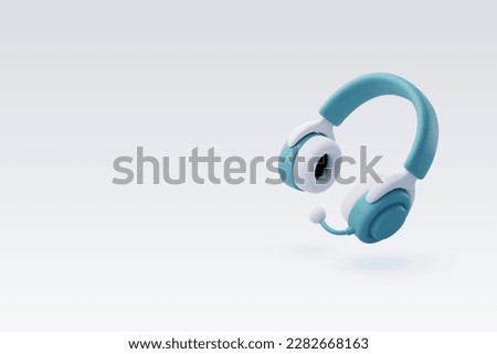 3D Vector Blue Headphones, Wireless headphones for listening to games and music. Game concept. Eps 10 Vector Royalty-Free Stock Photo #2282668163