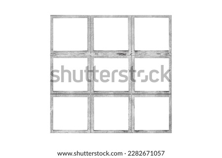 Brutalist modernist windows in a 3 by 3 square grid isolated on white background. Royalty-Free Stock Photo #2282671057