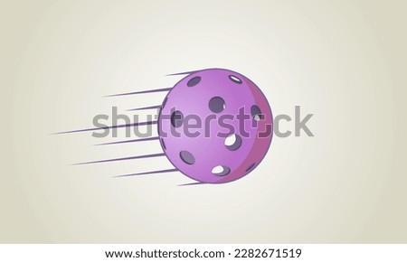 Lilac floorball ball. Logo logo on a gray background.