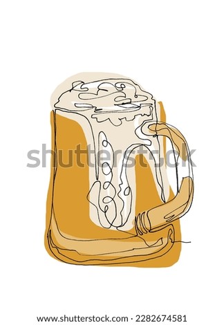 Acrylic On paper Illustration of foamy beer in the glass