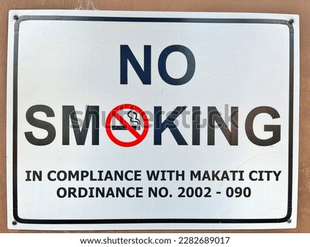 Warning No Smoking sign area