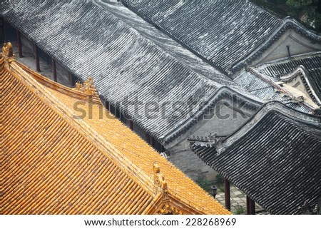 Color picture of some traditional Chinese roof tops.