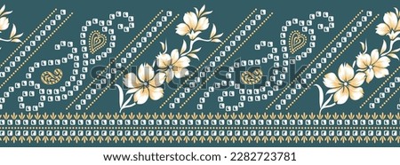 Seamless vector bandhani border with flower design  Royalty-Free Stock Photo #2282723781