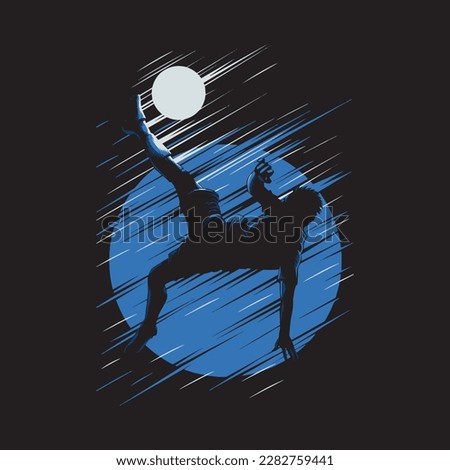 Football player in action silhouette. Vector illustration for tshirt, hoodie, website, print, application, logo, clip art, poster and print on demand merchandise.