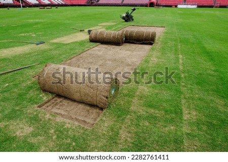 use sod for quick repair of damaged lawns Royalty-Free Stock Photo #2282761411