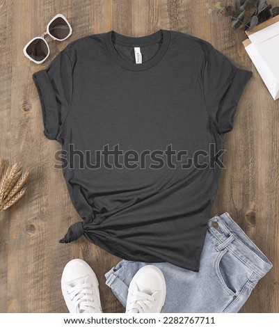 Elevate your design projects using our Bella Canvas 3001 mockups! Featuring casual apparel in a variety of colors, these fashion-forward flat lay images are perfect for showcasing your unique designs Royalty-Free Stock Photo #2282767711
