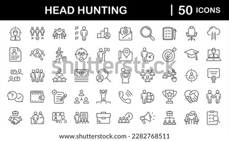 Headhunting set of web icons in line style. Recruitment icons for web and mobile app. Career, resume, job hiring, candidate, HR, business, headhunting, recruitment. Vector illustration Royalty-Free Stock Photo #2282768511