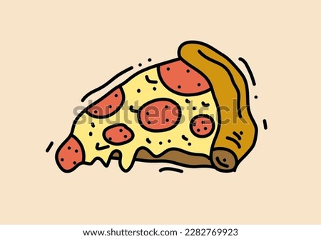 Hand drawing illustration design of pizza slice
