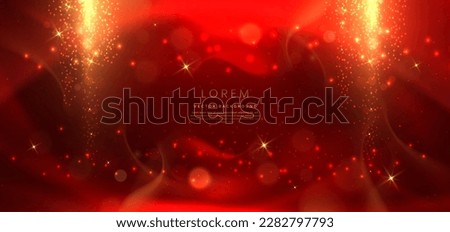 Abstract elegant dark red background with golden glowing effect. Template premium award design. Vector illustration 