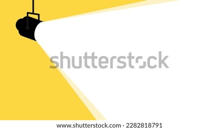 Spotlight shines on the yellow banner. Vector flat spotlight on yellow background with space for text. Vector illustration Royalty-Free Stock Photo #2282818791
