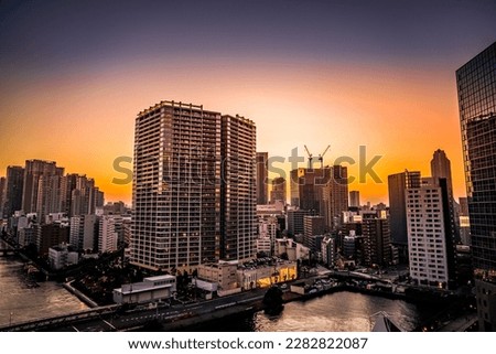Group and evening view in Tamachi (Minato Ward) Royalty-Free Stock Photo #2282822087